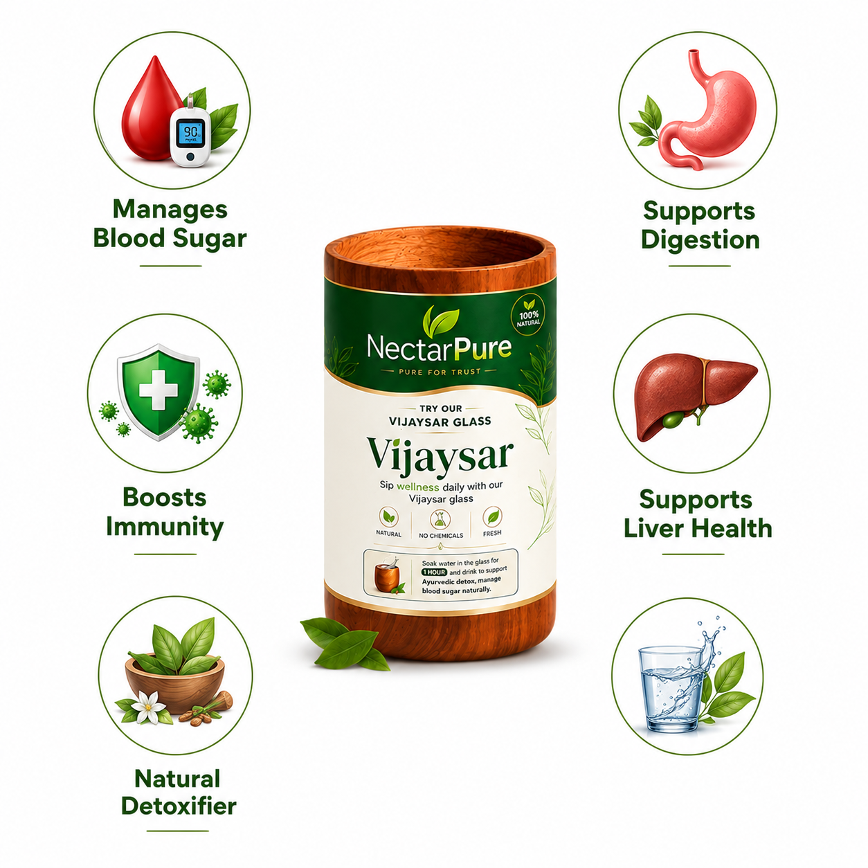 NectarPure Vijaysar Glass – 6 Health Benefits
